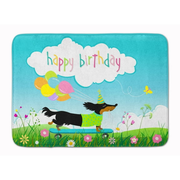 Happy Birthday Dachshund Machine Washable Memory Foam Mat