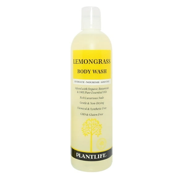 Plantlife Lemongrass Body Wash – Refreshing, GMO-Free, Gluten-Free Cleanser with Natural Ingredients,  14 oz