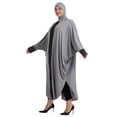 thumbnail image 4 of Women's Plus Size Abaya Maxi Dress Long Sleeve Batwing Sleeve Sequin Tassel Trim Loose Fit Caftan Robe Islamic Prayer Dress Elegant Evening Party Wedding Guest, 4 of 8