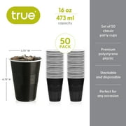 True Black Disposable Cups for Birthday Party, Game Nights, 16oz, Set of 50
