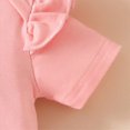 thumbnail image 5 of kaprioy Toddler Baby Girls Summer Outfits 0 3 6 9 12 18 Months Letter I’M MY DADDY'S GIRL Short Ruffle Ribbed Romper Tops Floral Shorts Set + Headband, 5 of 7