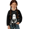 thumbnail image 3 of Xoenoiee Ghost Book Print Girls Long Sleeve Shirts Tie Hem Fall T-Shirt Halloween Round Neck Tops Blouse Pullover Tunic Outfits Fall Clothes, Size 5-6 Year, 3 of 7