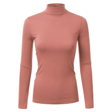 Doublju Women's Long Sleeve Turtleneck Lightweight Pullover Top Sweater Plus Size ANTIQMAUVE