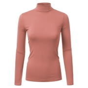 Doublju Women's Long Sleeve Turtleneck Lightweight Pullover Top Sweater with Plus Size