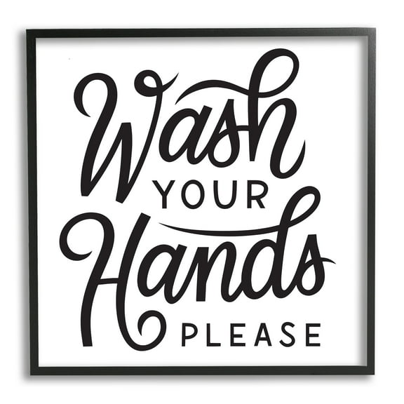 Stupell Industries Wash Hands Please Bathroom Typography Text Sign Framed Wall Art, 24 x 24, Design by Jalynn Heerdt