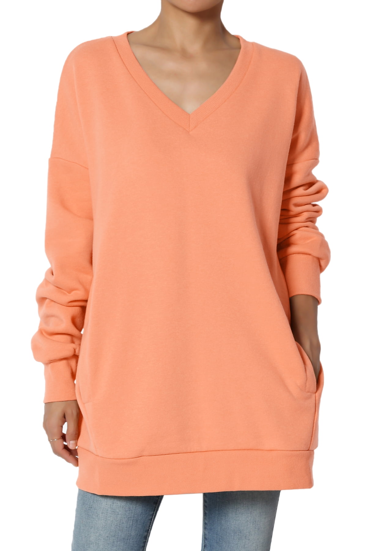 TheMogan TheMogan Women s S 3X Oversized V Neck Long  