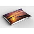 thumbnail image 2 of Ambesonne Landscape Pillow Sham 2 Pack, Dawn at Beach Seaside, 36"x20", Orange Mauve Blue, 2 of 3