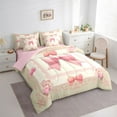 thumbnail image 4 of Homewish Princess Pink Bow-tie Twin Bedding Sets 7-Piece, Hippie Boho Damask Flower Bedding Comforter Set, Vintage French Style Reversible Sheet Sets, Microfiber Bedroom Decor, 4 of 8
