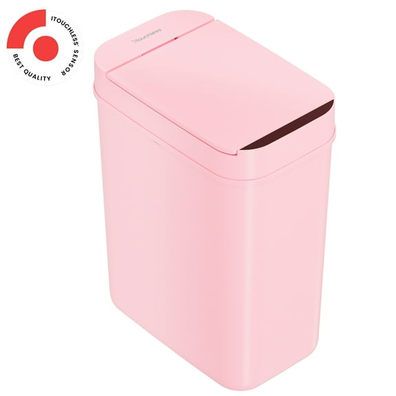 3 Gallon Pink Sensor Bathroom Trash Can Slim and Space-Saving 10 L Home Office Garbage Bin