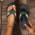 thumbnail image 4 of Women's New Large Size One Line Thick Bottom Beaded Fashion Casual Beach Slippers Sandals for Women Green 35, 4 of 8