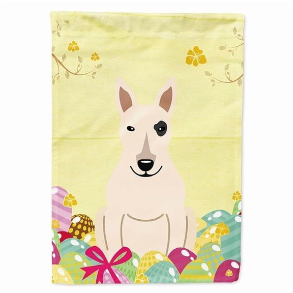 Caroline's Treasures BB6138GF Easter Eggs Bull Terrier White Flag Garden Size , Small, multicolor