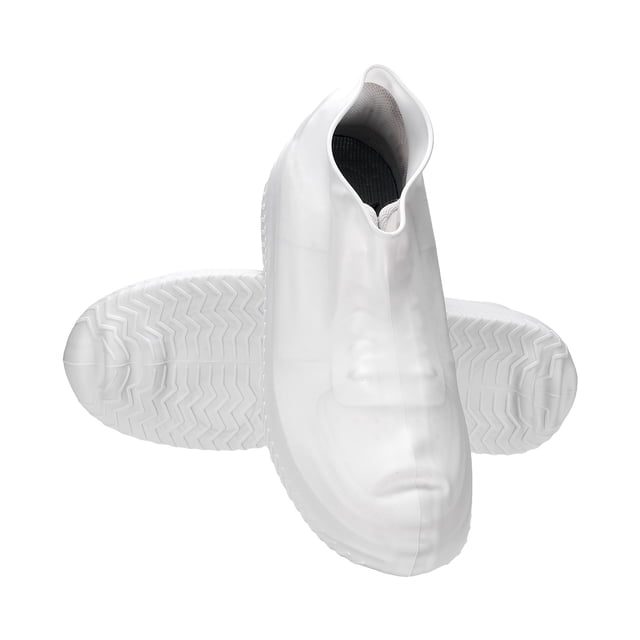 Cubiertas de zapatos impermeables Uxcell, (Mediano, Blanco) (1 par), cubiertas de zapatos antideslizantes para exteriores