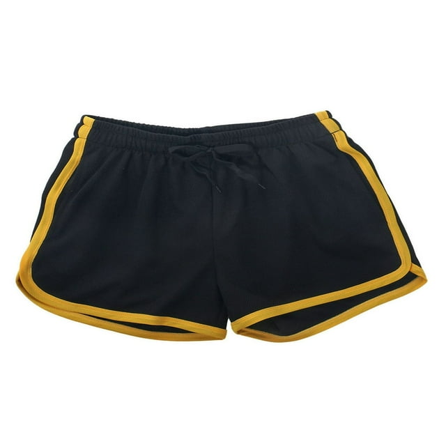 CNKOO Men‘s Ranger Panty Running Short Fitted Shorts Bodybuilding Quick Dry Gym Running Tight Lifting Shorts Black Yellow XXL