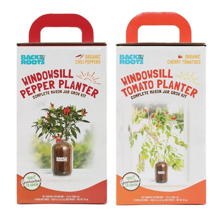 Back to the Roots Tomato & Chili Pepper Windowsill Planter Bundle