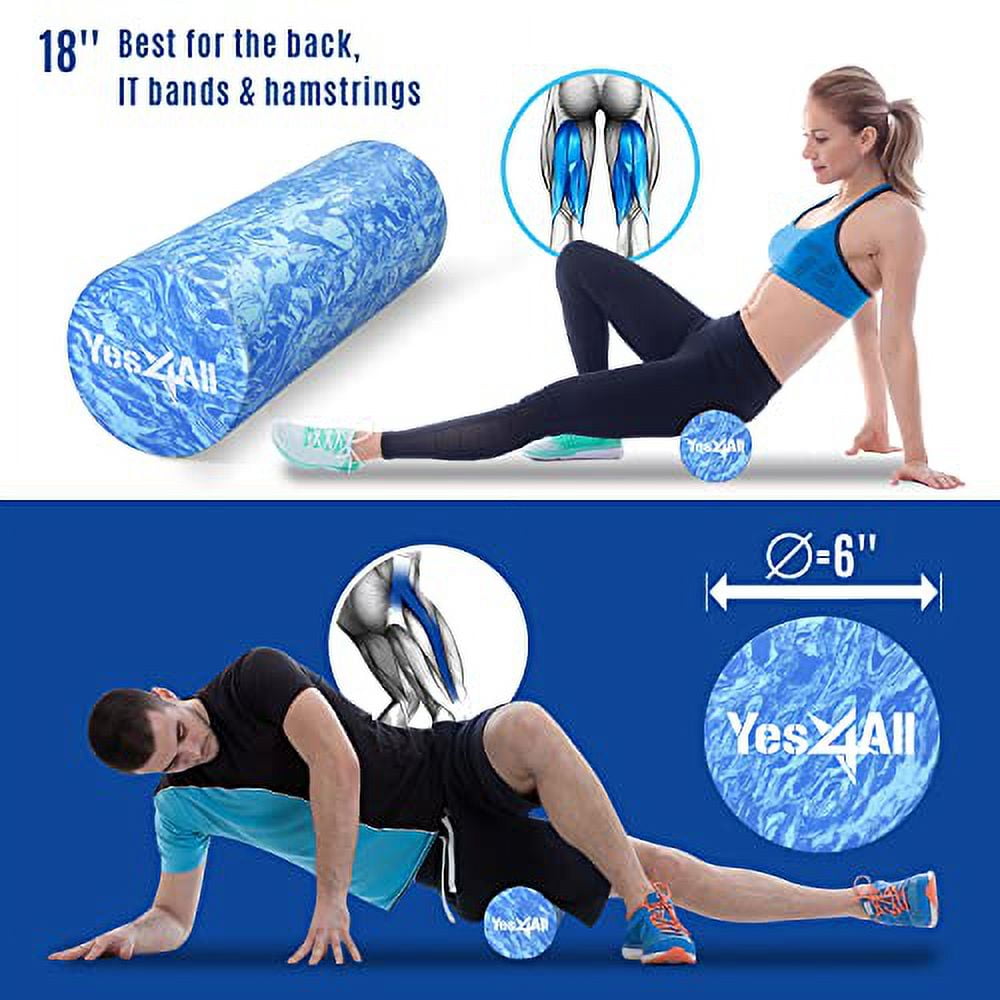 Yes4All EVA Firm Foam Roller for Back - Round Roller for Exercise, Yoga & Pilates 12/18/24/36 inch