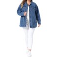 thumbnail image 2 of Agnes Orinda Women's Plus Size Denim Jacket Button Down Lapel Long Sleeve Coat Boyfriend Casual Jean Jackets 4X Blue, 2 of 6
