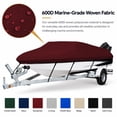 thumbnail image 2 of Seamander 600 Denier Heavy duty Waterproof Boat Cover, Fits boats 23'-24'L x 102"W, V-Hull Fishing Ski Boat Pro Bass Inboard Outboard Trailerable Boat Covers, Burgundy, 2 of 7