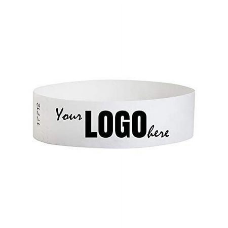 custom 34 inch Tyvek Wristbands for Events - Image or Logo Personalized (Paper-Like) Bracelets - White - 2000 count