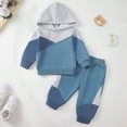 thumbnail image 2 of HCNTES Boys Clothes Kids Little Boy Color Block Half Zip Hoodie & Jogger Pants Outfit Set(18-24 Months,a18-Blue), 2 of 7