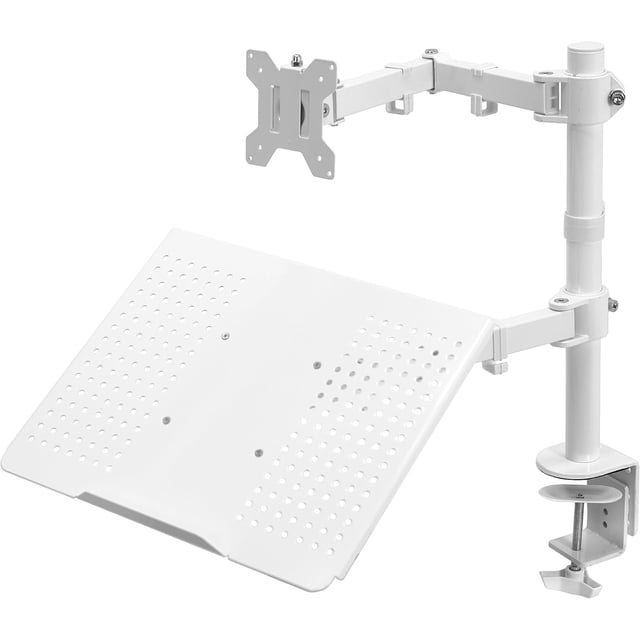 Fully Adjustable to Single Computer Monitor and Laptop Desk Mount Combo Stand with Grommet Option Fits up to Laptops STANDVC