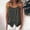 Dark Gray, variant on CYMMPU Women's Waffle Knit Henley Cami, Spaghetti Strap Tank Top with Button Placket, Casual Relaxed Fit Summer Wear Black XL