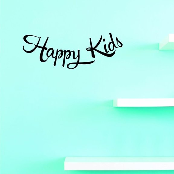 Custom Decals Happy Kids Wall Art Size: 16 X 40 Inches Color: Black