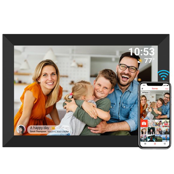 Frameo Marco de fotos digital Wifi 32Gb 10.1 pulgadas 1280X800 Pantalla táctil Ips Marco de fotos digital Configuración fácil Compartir fotos o videos a través de la aplicación Frameo