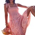 thumbnail image 5 of Robe Longue Maxi Évasée d'Été Boho pour Femmes à Bretelles Spaghetti, Encolure Carrée, à Volants Floraux, Ligne A, Plage, Robe d'Été, 5 of 5