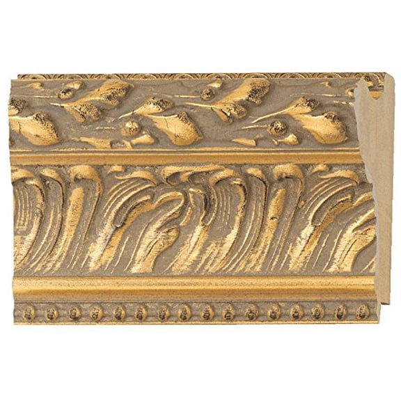 Picture Frame Moulding (Wood) 18Ft Bundle - Ornate Gold Finish - 4.5" Width - 11/16" Rabbet Depth
