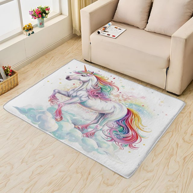 Horse Carpet,4x5 Area Rug, Non Slip Low Pile Soft Machine Washable, Cartoon Horse Area Rugs, Cute Animal Rugs for Bedroom Living Room Rug 8i&-15