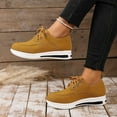 thumbnail image 5 of SYMOID Womens Yellow Casual Low-Top Lace-Up Shoes - Nylon Spandex Breathable Comfortable with Ergonomic Sole, Size 36-43 for Daily Commuting & Casual Outings,Size 36, 5 of 9