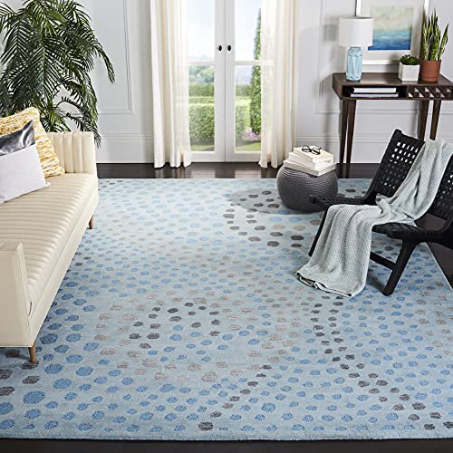 Safavieh Jardin Collection JAR453A Handmade Floral Premium Wool Area Rug, 5' x 8', Blue / Grey