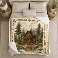thumbnail image 5 of Rustic Pine Log Cabin Retreat Wilderness Woodland Scene, Peaceful Mountain Lake Scene, Warm Flannel Blanket for Cabin and Lodge, Outdoor Lovers Camping Gift, Artistic Home Decor, 5 of 9
