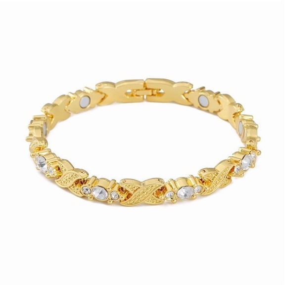 Copper Bracelets for Women, Adjustable Magnetic Bracelet for Women with 3500 Gauss Magnet Classic Crystal Design Jewelry Gift