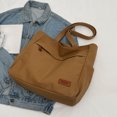 thumbnail image 3 of Women Canvas Tote Bag Large Capacity Multi-Pocket Handbag Zipper Work Travel Bag, Brown, 3 of 10