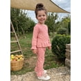 thumbnail image 6 of RUINIXCW Toddler Baby Girls Fall Outfit Fashion Floral Print Long Sleeve Ribbed Tops with Pants 2Pcs Set, 6 of 9