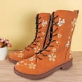 thumbnail image 3 of Leozcaa Womens Vintage Floral Embroidered Low Heel Cowboy Ankle Booties Fashion Casual Mid Calf Booties, 3 of 5