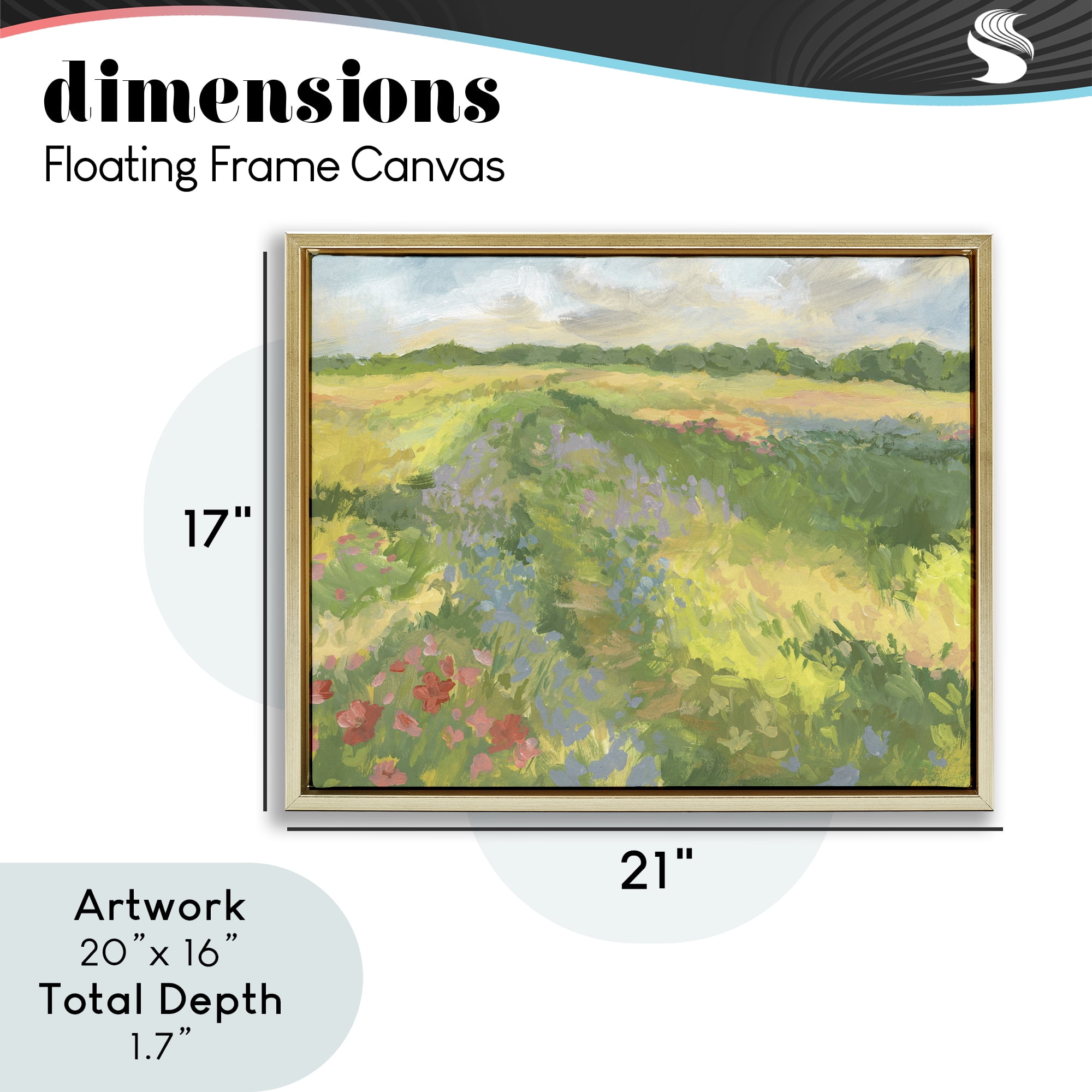 Stupell Industries Windswept Flower Meadow Gold Framed Floater Canvas Wall Art, design by Victoria Barnes
