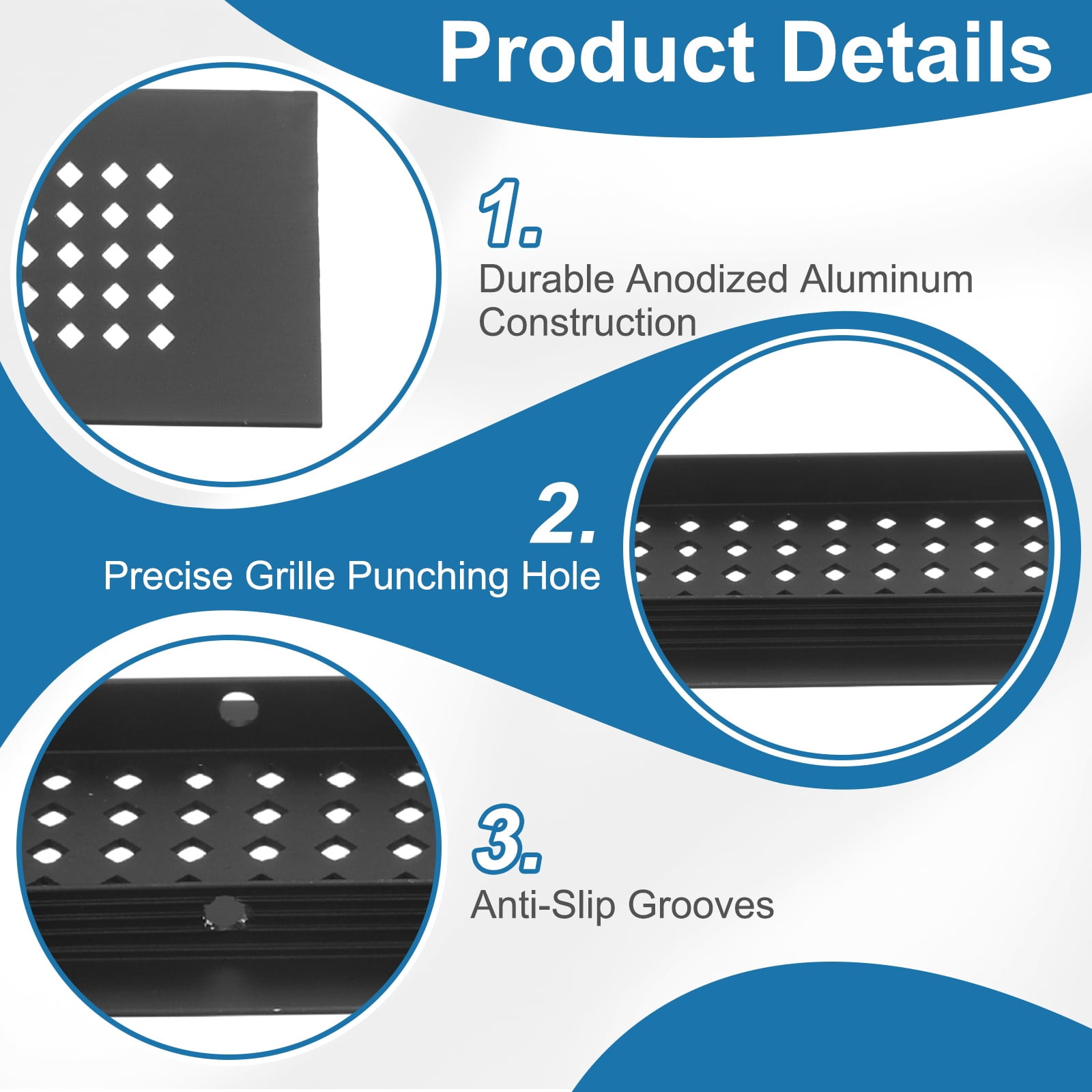 Uxcell 6 x 2 Inch Door Air Vent Cover, 3 Pcs Aluminum Grille Ventilation Cover Louvered Diamond Hole with Screws, Black