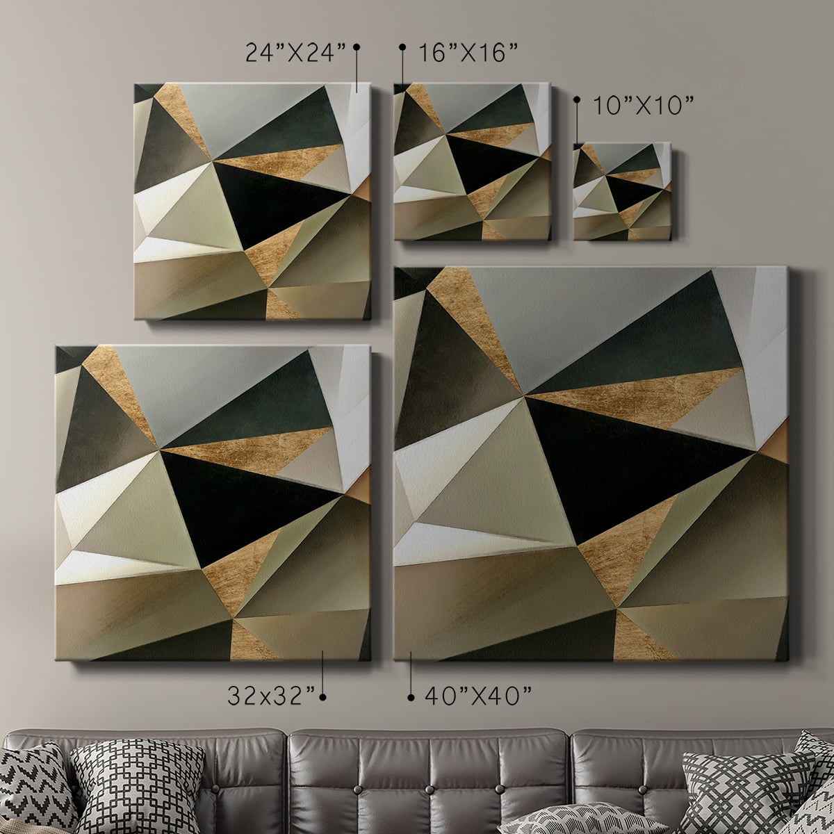 Wexford Home Gold Polygon Wall II-Premium Gallery Wrapped Canvas, 10" x 10" - Ready to Hang