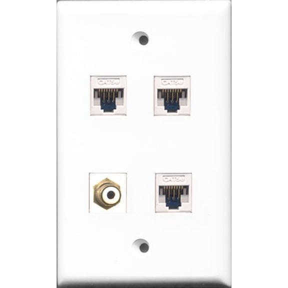 RiteAV - 1 Port RCA White 3 Port Cat5e Ethernet White Wall Plate