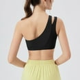 thumbnail image 5 of Womens One Shoulder Sports Bra - Sleeveless One Strap High Support Workout Yoga Bra Cropped Tops Lace Camisole Black L, 5 of 7