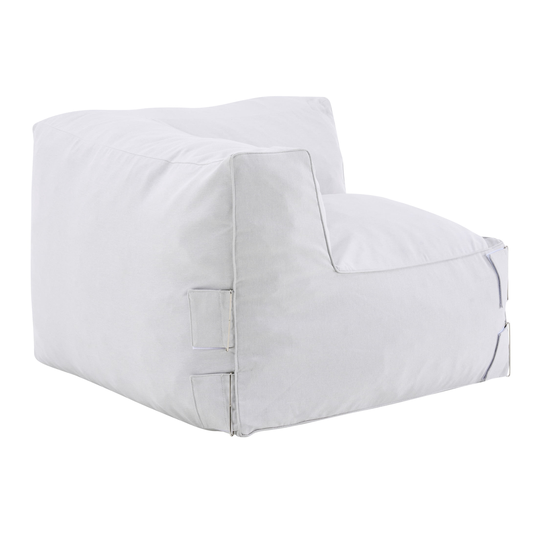 Christopher Knight Home Outdoor Patio Bean Bag Corner Sofa, Lounge Chair with Foam Fill, Light Gray