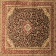 thumbnail image 1 of Ahgly Company Indoor Square Medallion Brown Traditional Area Rugs, 6' Square, 1 of 4