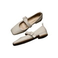 thumbnail image 3 of Gomelly Women's Dress Shoes Slip On Mary Jane Ankle Strap Flats Casual Pumps Women Ladies Ballet Flat Beige 6, 3 of 8