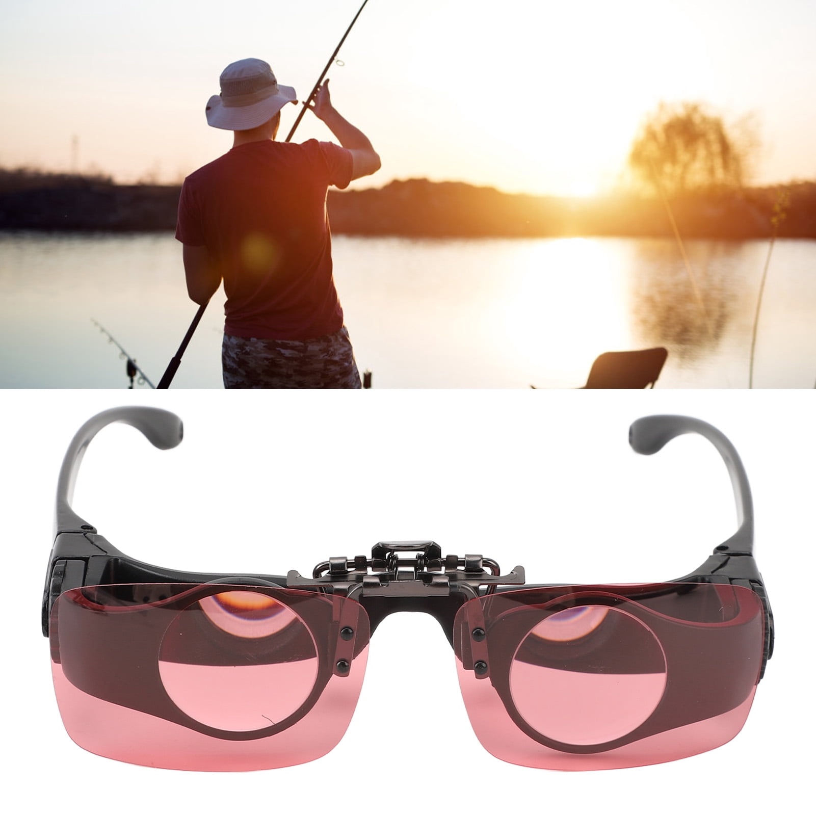 Fishing Binocular Glasses Hands Free 8x Zoom Manual Focus HD Green Film Ergonomic Nose Rest with CPL Filters Fishing Telescope Glasses for Concert