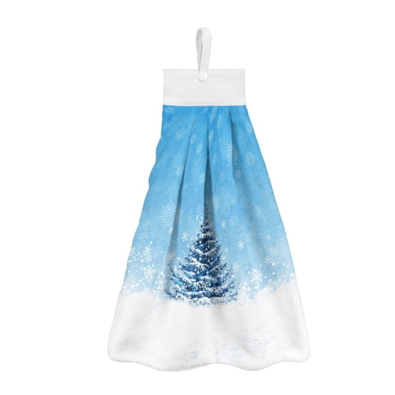 ZIATUBLE Christmas Trees Hanging Hand Towel Snowflakes Kitchen Hand Towels Set 2 Pack Decorative Hand Towels for Bathroom with Loop Fast Drying Dish Towel Hand Towels Decor Accessories