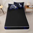 thumbnail image 4 of Castle Fairy 3D Metallic Letter A Soccer Print Zipper Twin Comforter Sets with Fitted Sheet and 2 Pillowcases, Futuristic Sports Graphic Zipper Bedding Set, Silver Black Blue,4-Piece,Black Reversible, 4 of 6