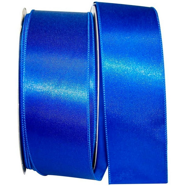 JAM Satin Wired Edge Ribbon, 2.5 In x 50 Yds, 2/Pack, Royal Blue