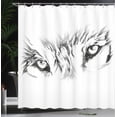 thumbnail image 4 of Ambesonne Tattoo Shower Curtain, Winter Animal Wild Wolf, 69"Wx70"L, White and Black, 4 of 5